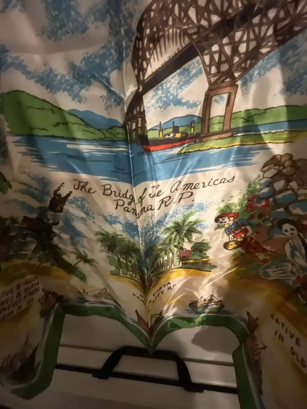 Vintage Souvenir of Panama Silk Scarf